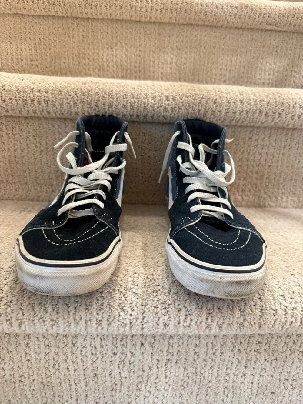 Vans Men’s High-Top Sneakers in Navy and White